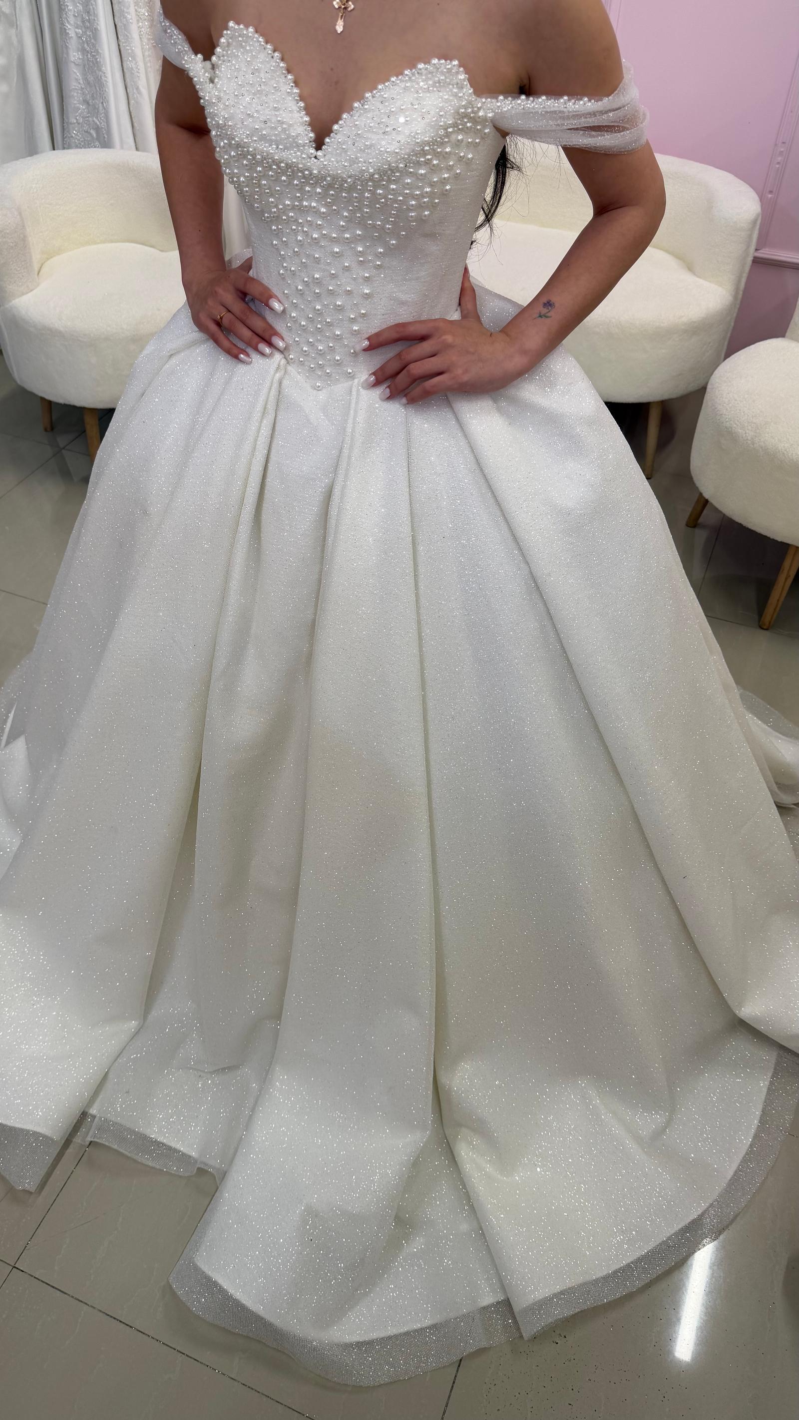 Pearl Corset Wedding Gown with Cape