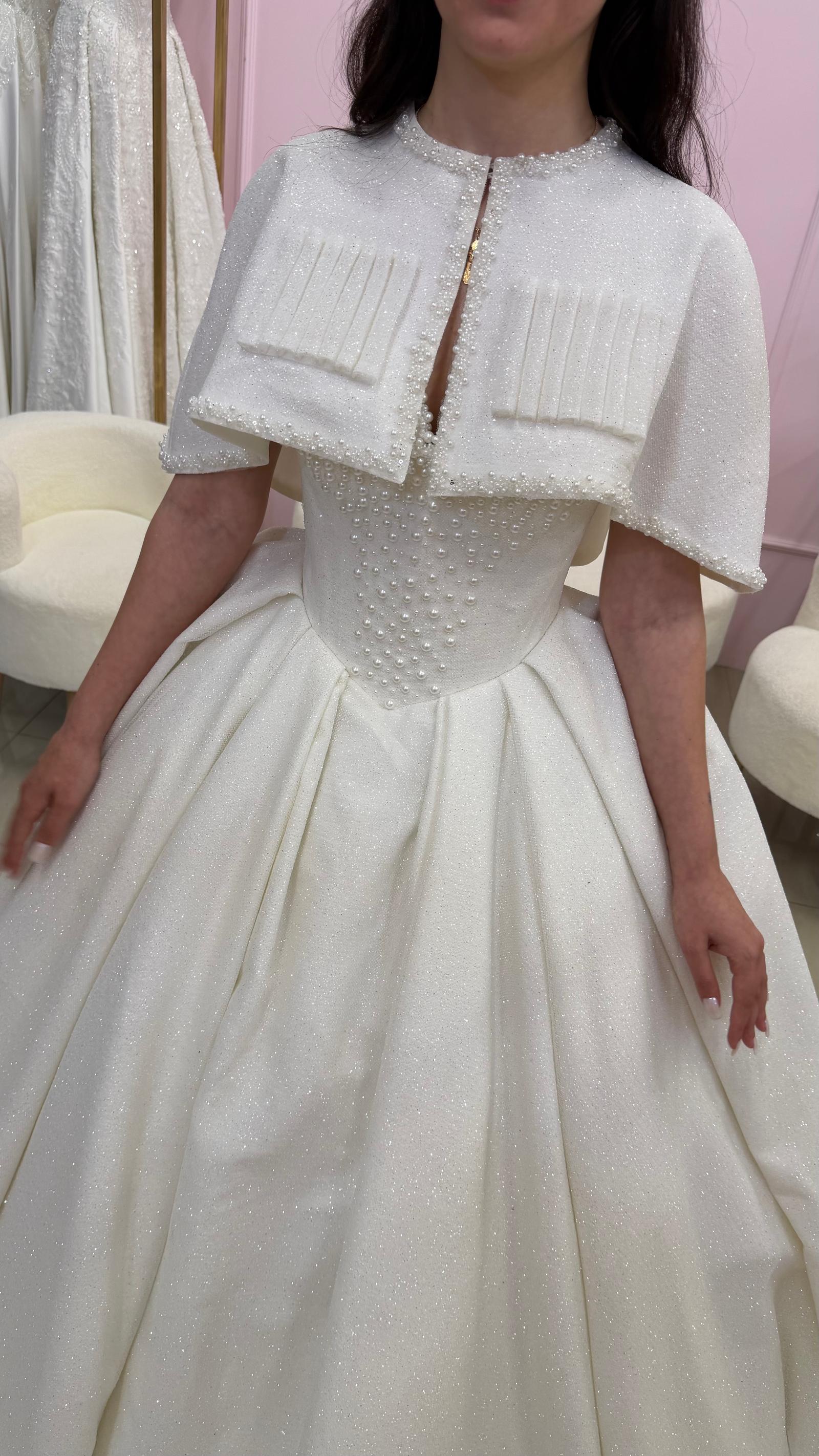 Pearl Corset Wedding Gown with Cape