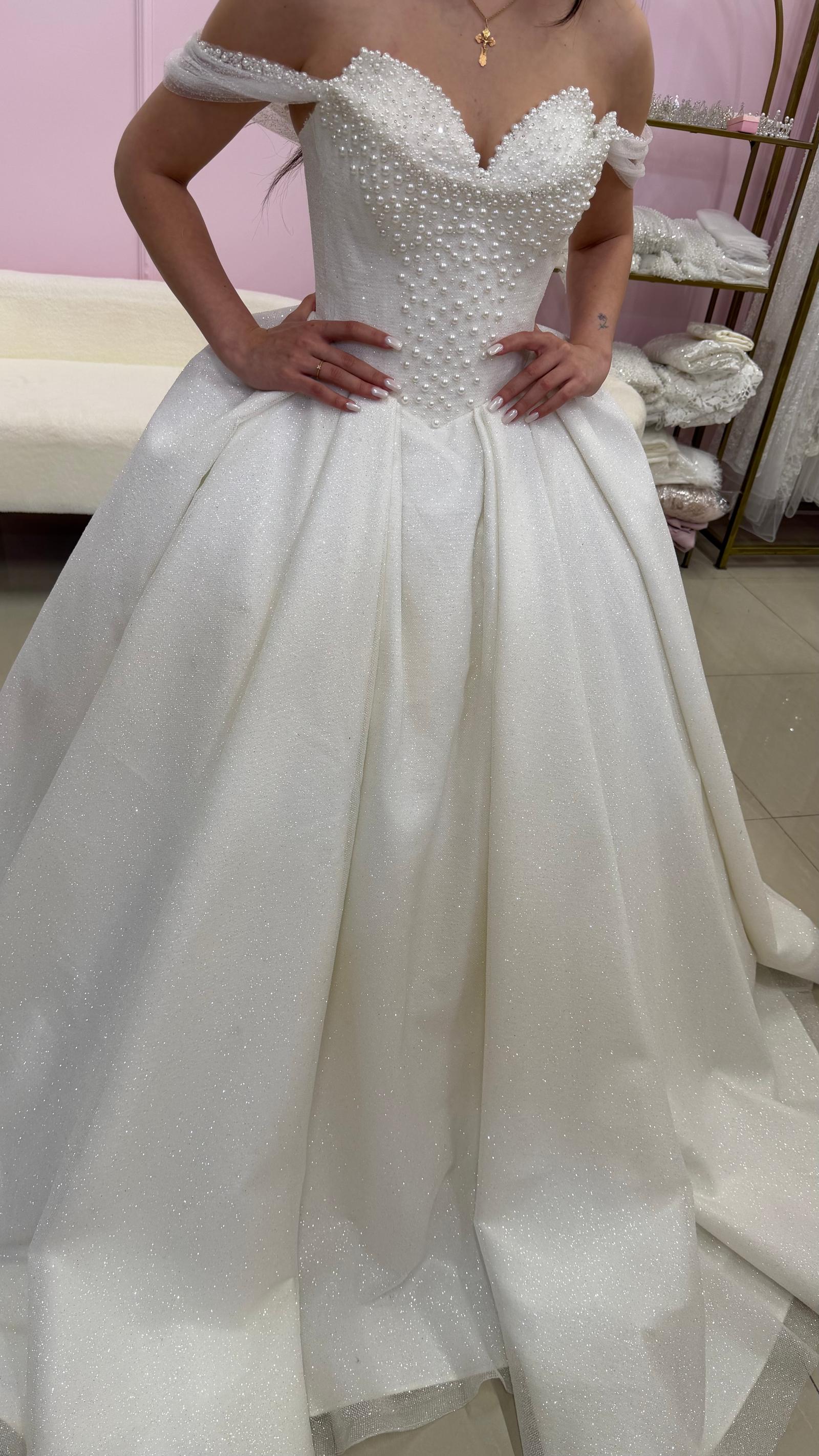 Pearl Corset Wedding Gown with Cape