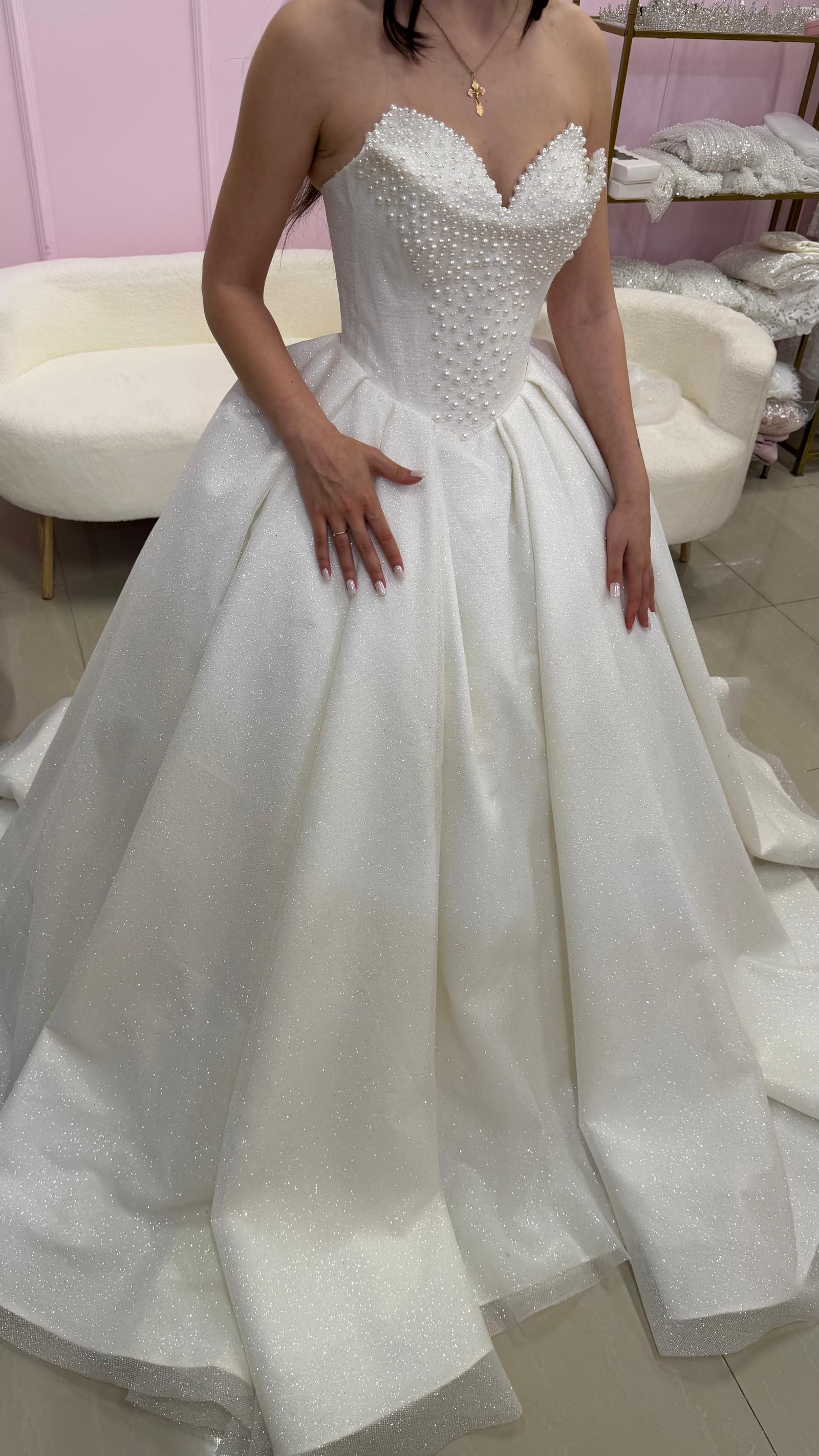 Pearl Corset Wedding Gown with Cape